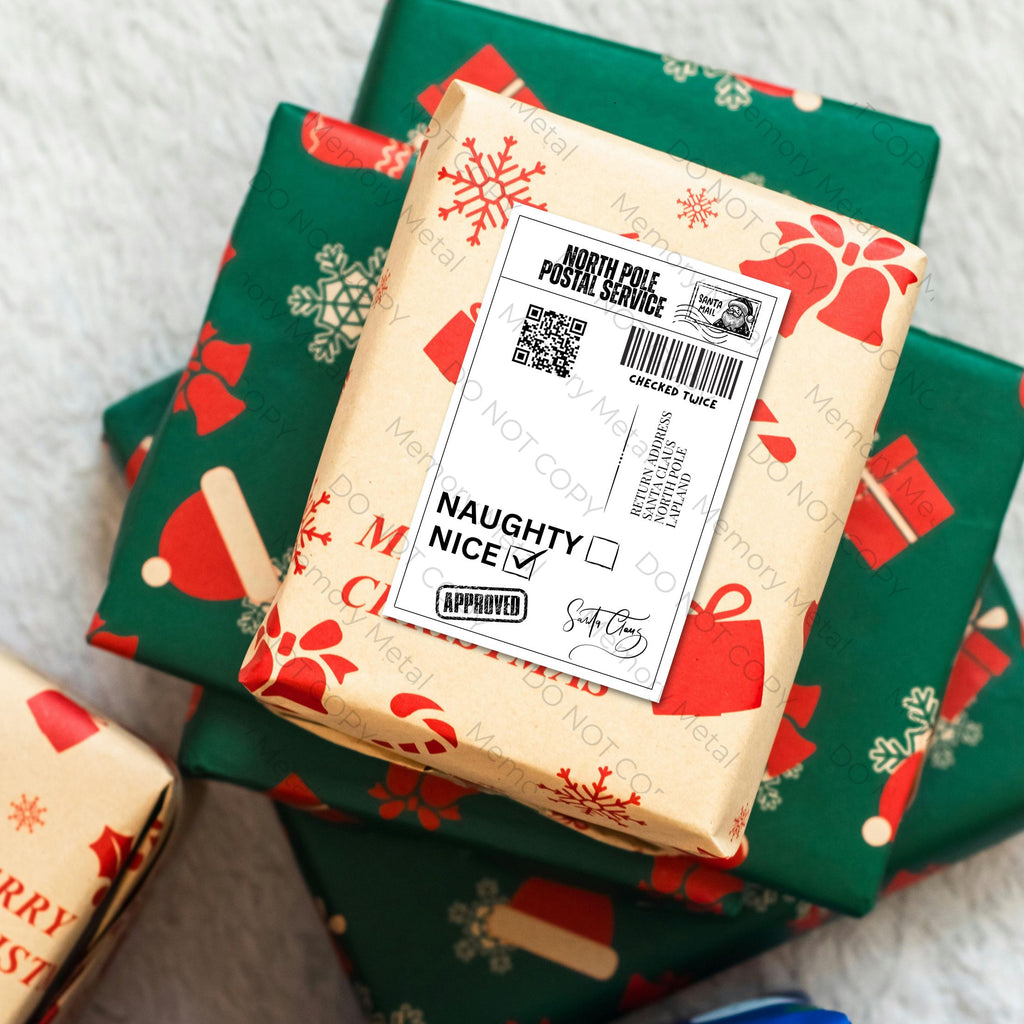 North Pole Postal Service Gift Label with Santa Tracker QR Code - Pack of 5