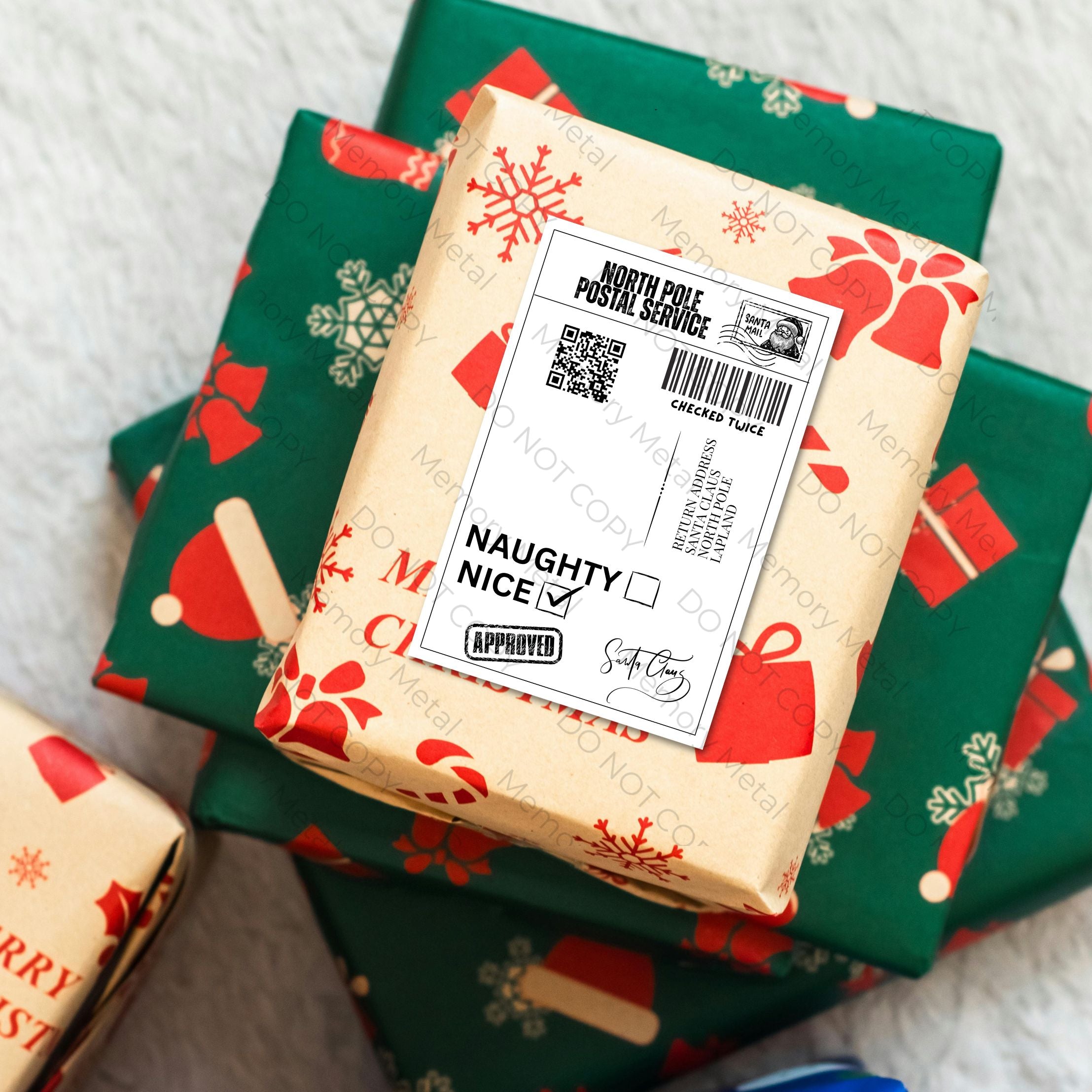 North Pole Postal Service Gift Label with Santa Tracker QR Code - Pack of 5
