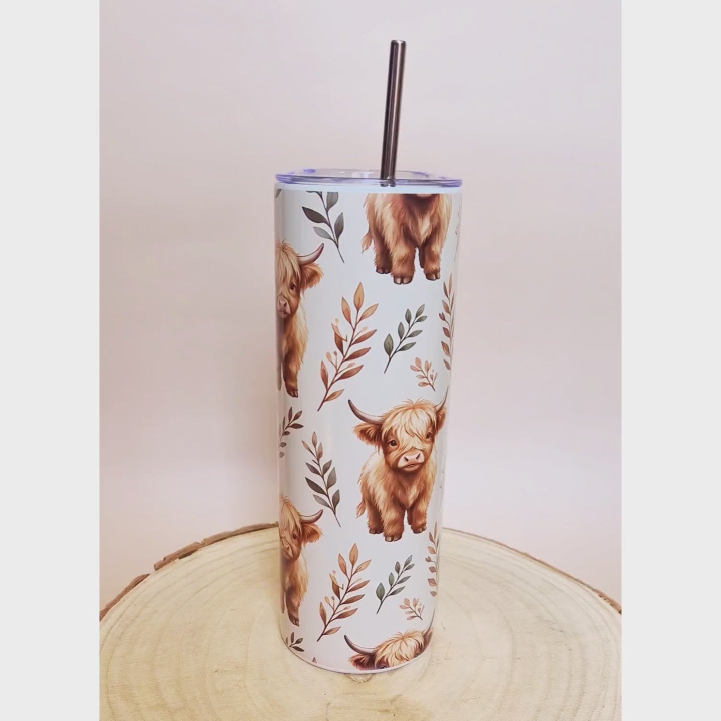 Highland Cow Tumbler | 600ml (20oz) with Straw